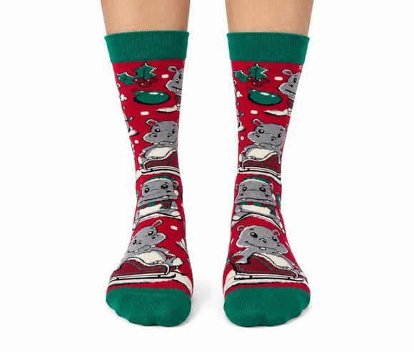 Women's A Hippo Christmas Socks