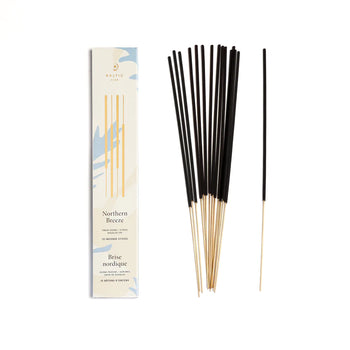 Incense Sticks - Northern Breeze - Handmade Canadian Northern Breeze incense sticks with black tips, unique gift packaging.