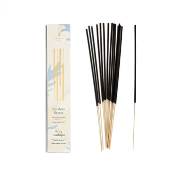 Incense Sticks - Northern Breeze - Handmade Canadian Northern Breeze incense sticks with black tips, unique gift packaging.