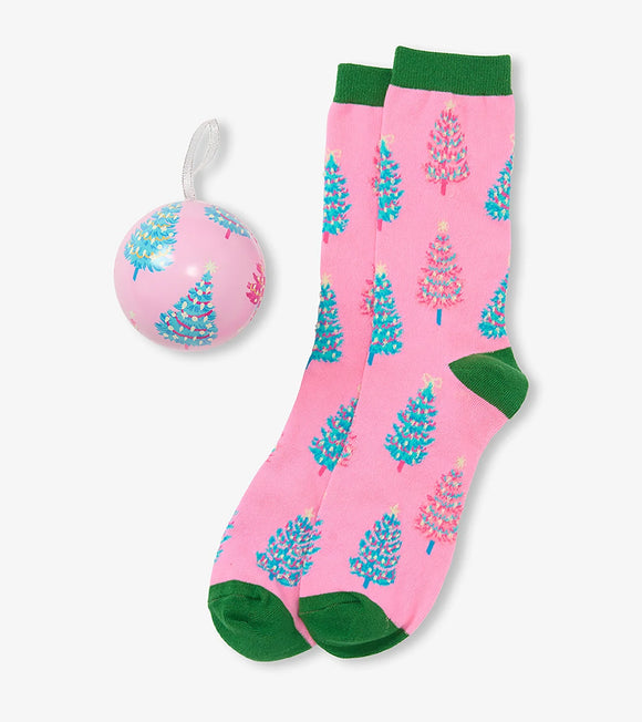 Women's Pink Christmas Trees Sock In Balls