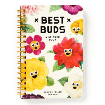 Best Buds Sticker Book - Best Buds handmade Canadian sticker book with colorful smiling flower designs, unique gift stationery.