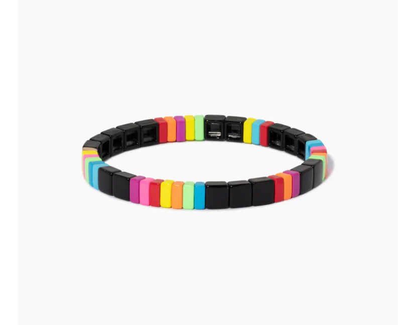 Black with a Pop of Colour Puzzle Bracelet