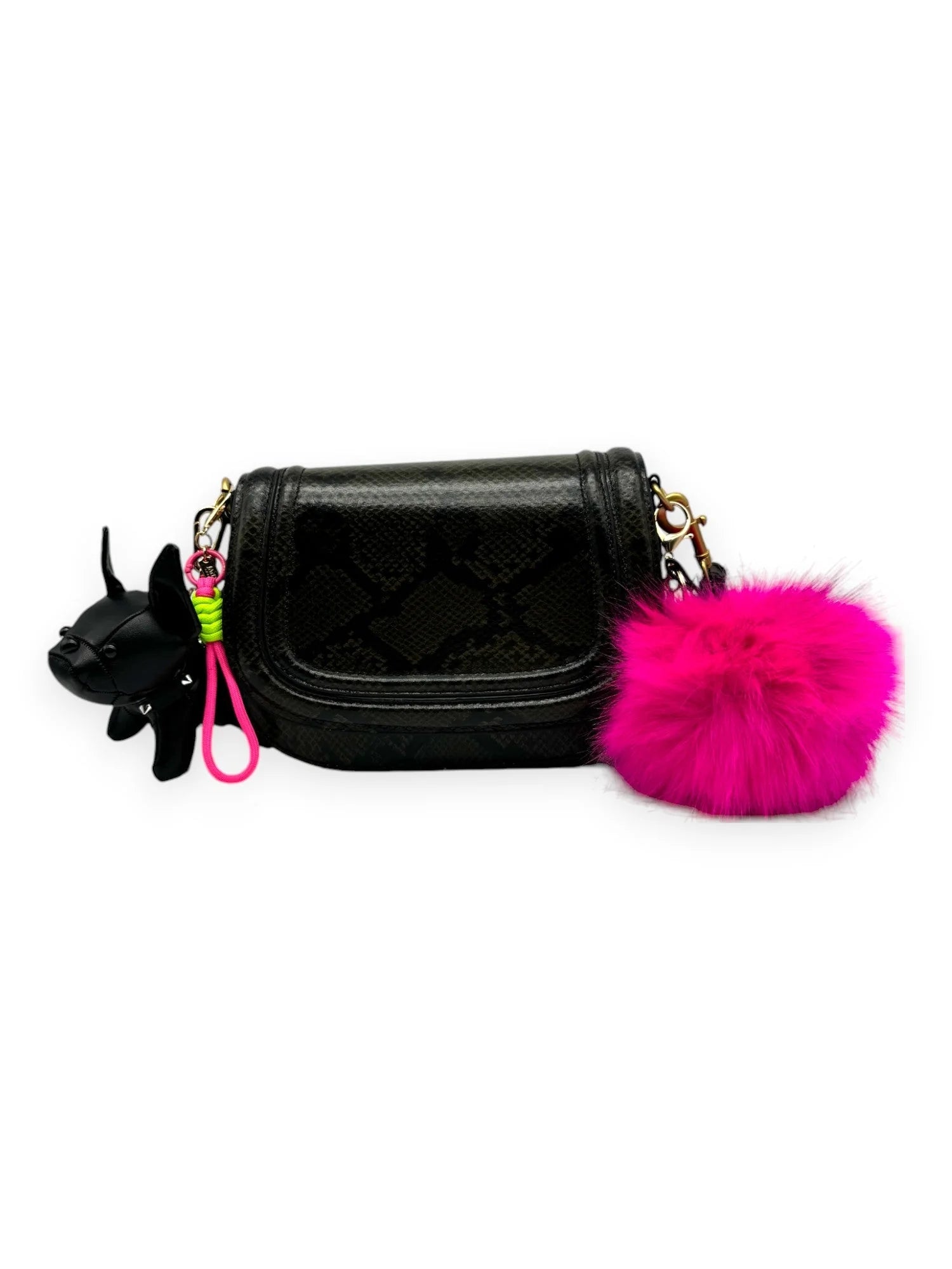Faux Leather Bulldog Charm in Black