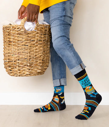 Men's Clean Socks Socks - Colorful handmade Canadian socks with playful patterns, perfect unique gift for men.
