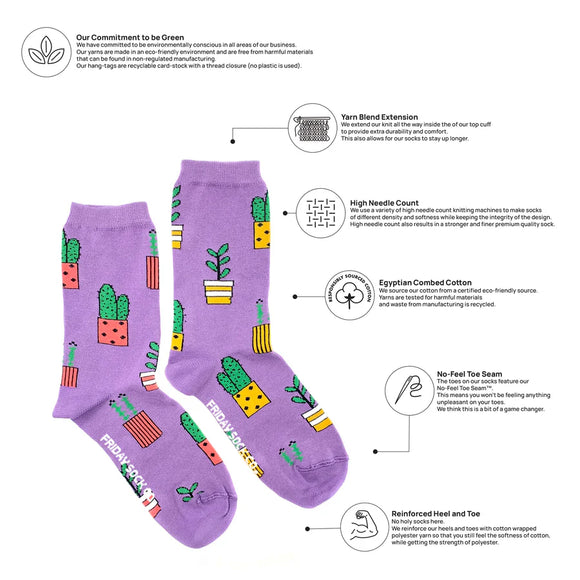 Women's Purple Potted Plant Socks