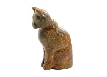 Cat Soapstone Carving Kit - Handmade Canadian soapstone carving of a sitting cat, unique gift for art lovers.