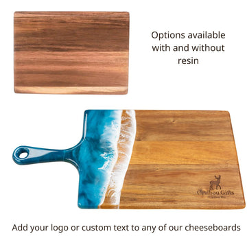 Resin Cheese board / Charcuterie Board - Baguette 5"x24" - Handmade Canadian cheese board with flowing blue resin ocean design, unique gift option.