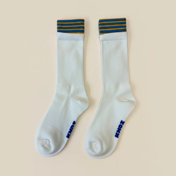 Cream Stripe Double-Cuff Socks