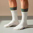 Cream Stripe Double-Cuff Socks-2