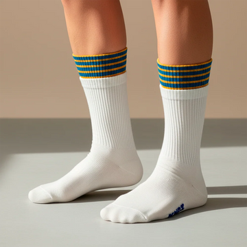 Cream Stripe Double-Cuff Socks - 0