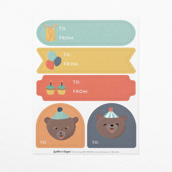 Woodland Birthday Gift Tag Sticker Sheet Set