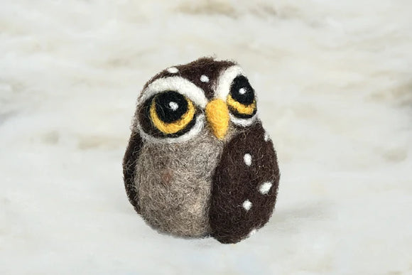 Needle Felted Curious Owl Ornament