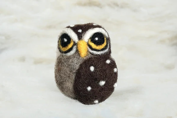 Needle Felted Curious Owl Ornament