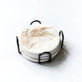 Buy gold-quartz Lynn &amp; Liana Ceramic Resin Art Coasters