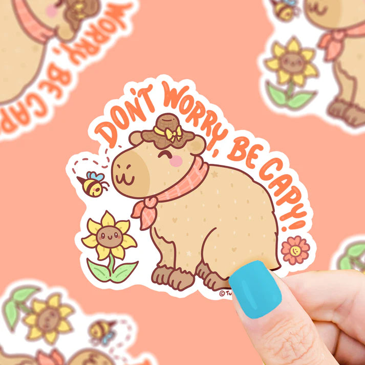 Don't Worry, Be Capy Capybara Vinyl Sticker
