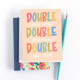 Double the Joy New Baby Card for Twins - 0
