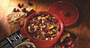 Red Ceramic Baker gift set with Cranberry Almond Brie topping-2