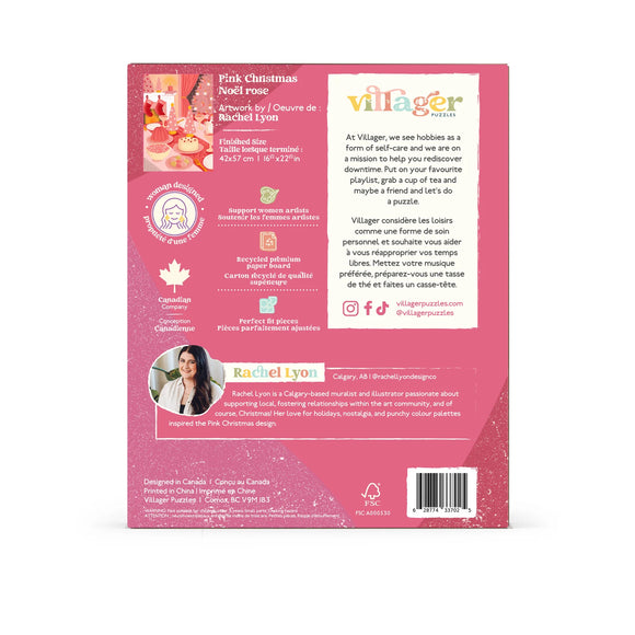 Villager Puzzles | Pink Christmas | 500-Piece Puzzle for Adults