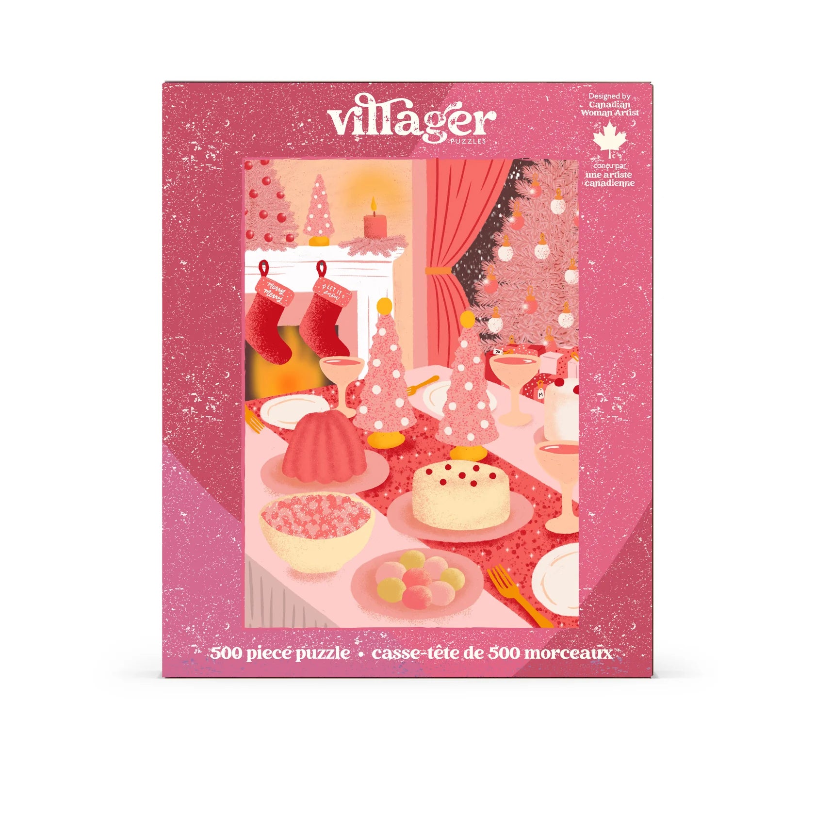 Villager Puzzles | Pink Christmas | 500-Piece Puzzle for Adults
