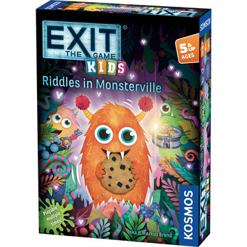 EXIT: The Game - Kids - Riddles in Monsterville - EXIT The Game Kids Riddles in Monsterville board game with colorful monster art, unique Canadian gift.