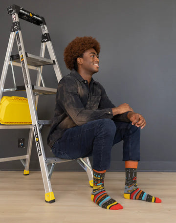 Men's Fix It Socks - Men’s colorful handmade Canadian socks with geometric patterns, ideal unique gift.