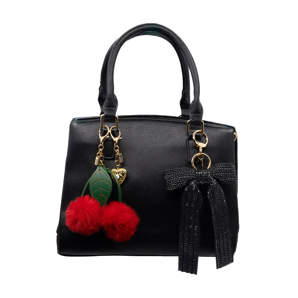 Faux Fur Pom Cherry Charm in Red - 0