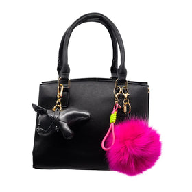 Faux Leather Bulldog Charm in Black - 0