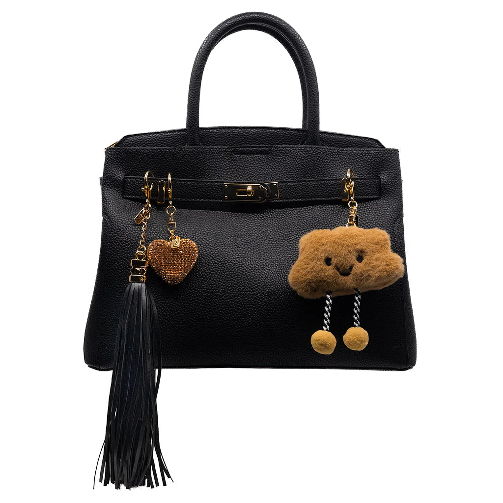 Faux Leather Tassel in Black - 0