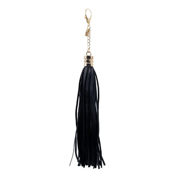 Faux Leather Tassel in Black