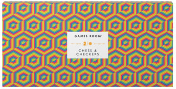 Chess & Checkers - Handmade Canadian chess and checkers set with geometric patterned board, unique gift design.