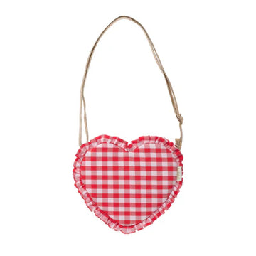 Gingham Ruffle Love Heart Bag