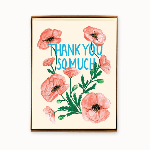 Box of 8 Thank You Poppies Cards | The Paperhood