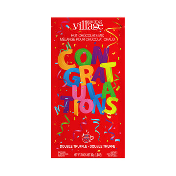 Mini Hot Chocolate - Village Gourmet Mini Hot Chocolate gift with colorful Congrats design, handmade Canadian treat.