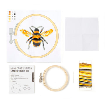 Bee Mini Cross Stitch Embroidery Kit - 0
