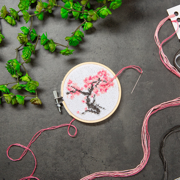 Cherry Blossom Mini Cross Embroidery Kit