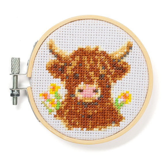 Highland Cow Mini Cross Embroidery Kit