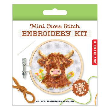 Highland Cow Mini Cross Embroidery Kit