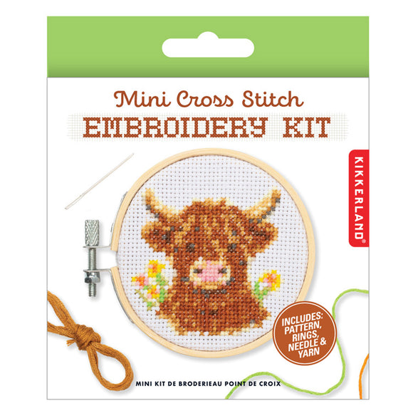 Highland Cow Mini Cross Embroidery Kit
