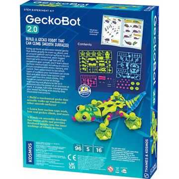 Geckobot 2.0 - Geckobot 2.0 STEM toy kit with colorful plastic parts and illustrated instructions, unique handmade Canadian gift.
