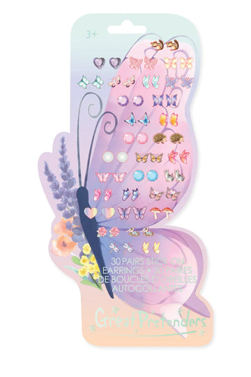 Butterfly Sticker Earrings - Handmade butterfly sticker earrings set in colorful designs, unique Canadian gift for kids.