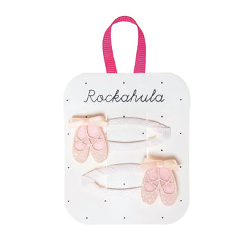 Ballet Shoes Clips - Handmade Canadian ballet shoe clips in soft pink with ribbon loops, unique gift accessory for kids.