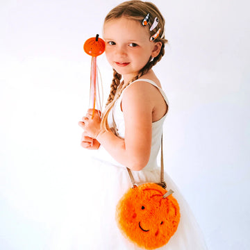 Little Pumpkin Bag - Handmade Canadian wool Little Pumpkin Bag with smiling face, unique gift for kids aged 4-7 years.