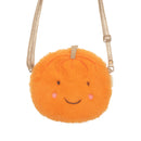 Little Pumpkin Bag - Handmade plush orange pumpkin bag with smiley face and adjustable gold strap, unique Canadian gift.
