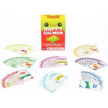 Happy Salmon - Happy Salmon card game with colorful handmade cards and unique Canadian gift box packaging.