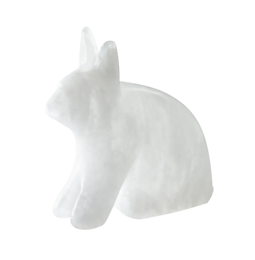 Arctic Hare Alabaster Carving Kit - Handmade white alabaster carving of an Arctic Hare, unique Canadian art gift.