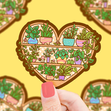 Heart Shaped Plant Lover Shelf Vinyl Sticker