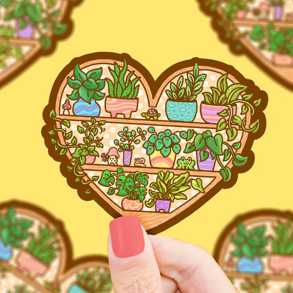 Heart Shaped Plant Lover Shelf Vinyl Sticker