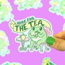 Here For The Tea Funny Frog Vinyl Sticker-1