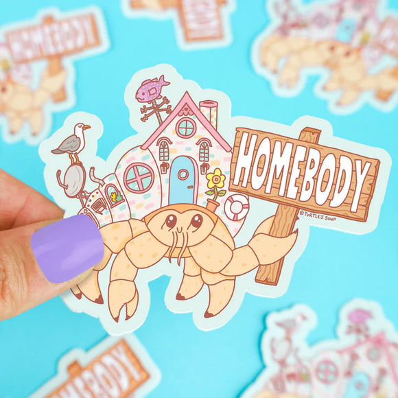 Homebody Hermit Crab Vinyl Sticker