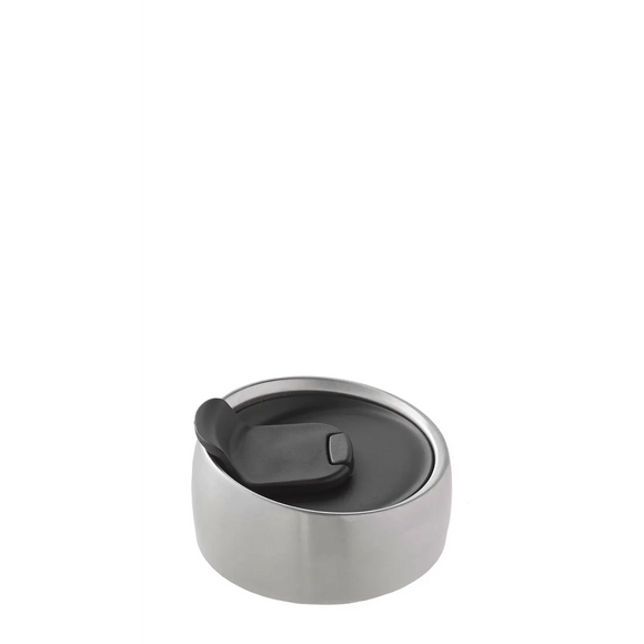 S'well Commuter Lid - Silver stainless steel S'well Commuter Lid with black silicone seal, unique handmade Canadian gift accessory.